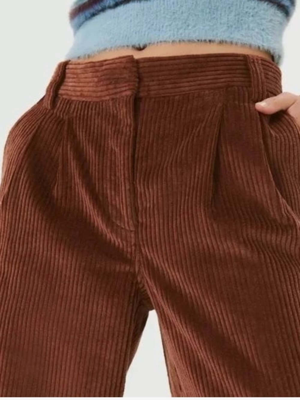Aritzia Sunday Best Brown Harvey Pant Trousers Mid Rise Corduroy Pants Wide Leg